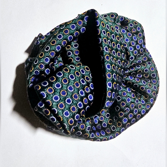 Blue pattern tie scarf camellia corsage brooch pin, fancy formal unisex, prom - Picture 3 of 8